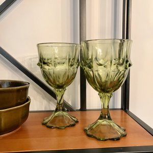 Green Vintage Glasses (Set of 2)